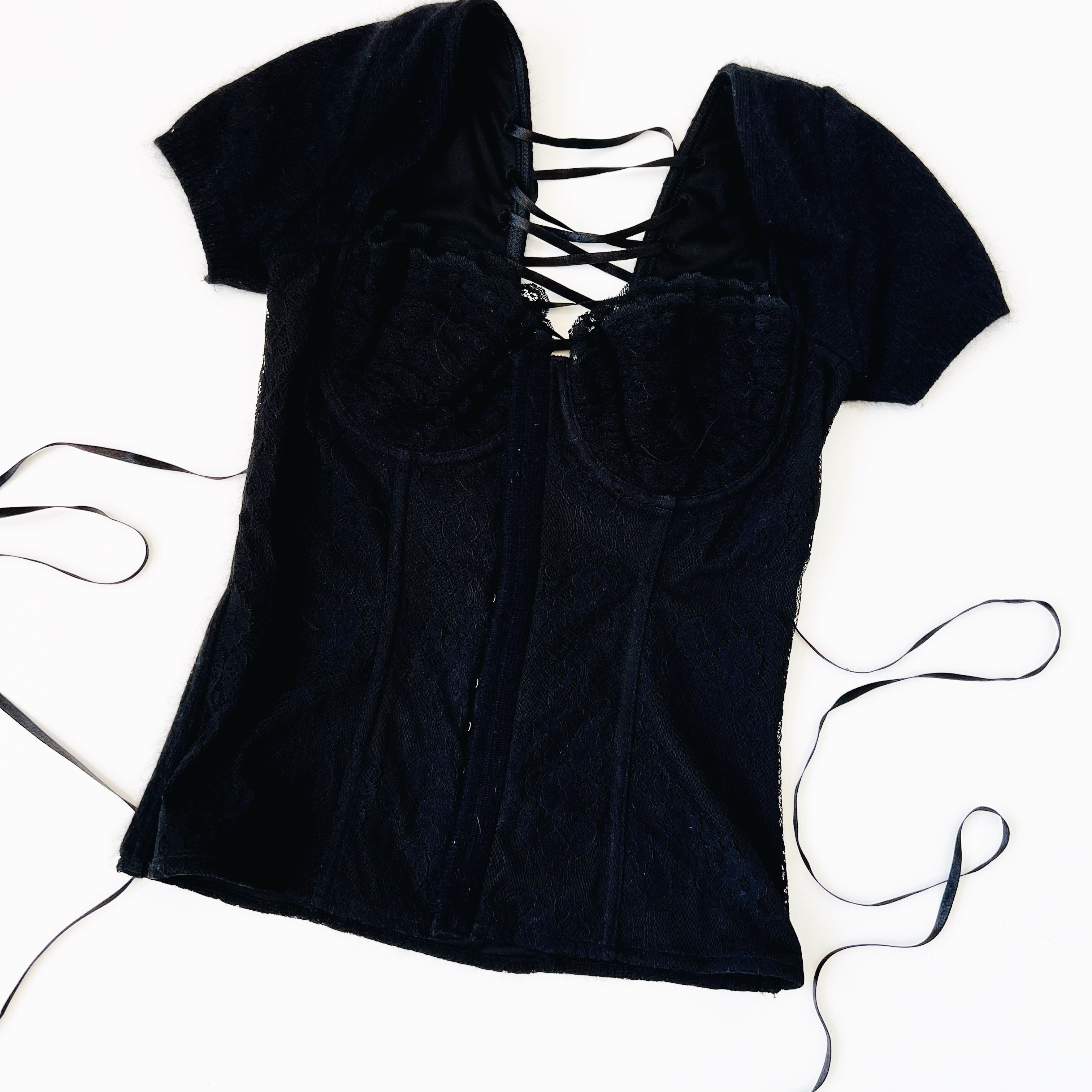 Black Angora Corset Top