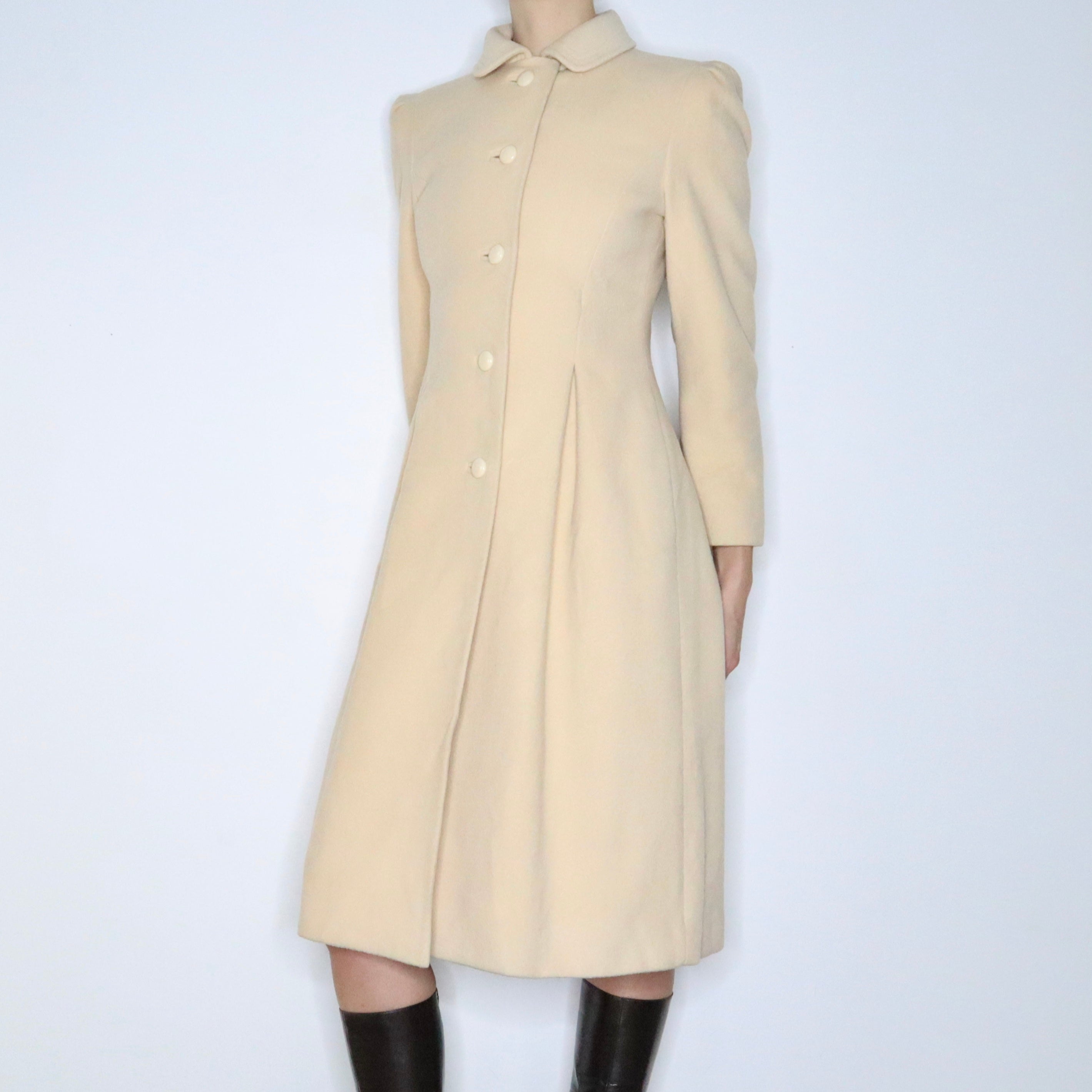 80s ALBERT NIPON Cream Cashmere Princess Coat (S)