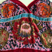 Maroon floral velvet beaded cami (S)