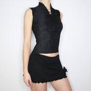 90s Black Textured Tank Top (S)