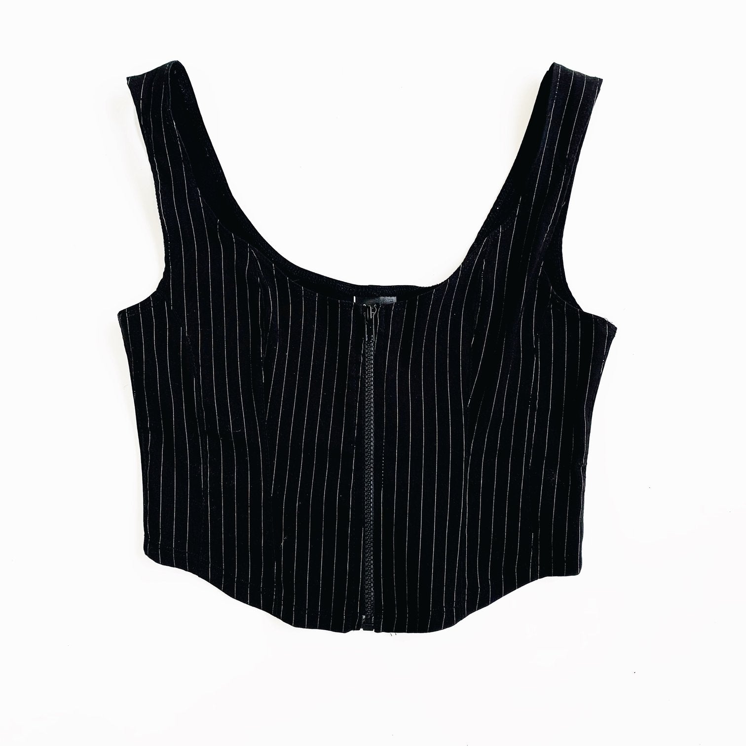 Black Pinstriped Corset Top