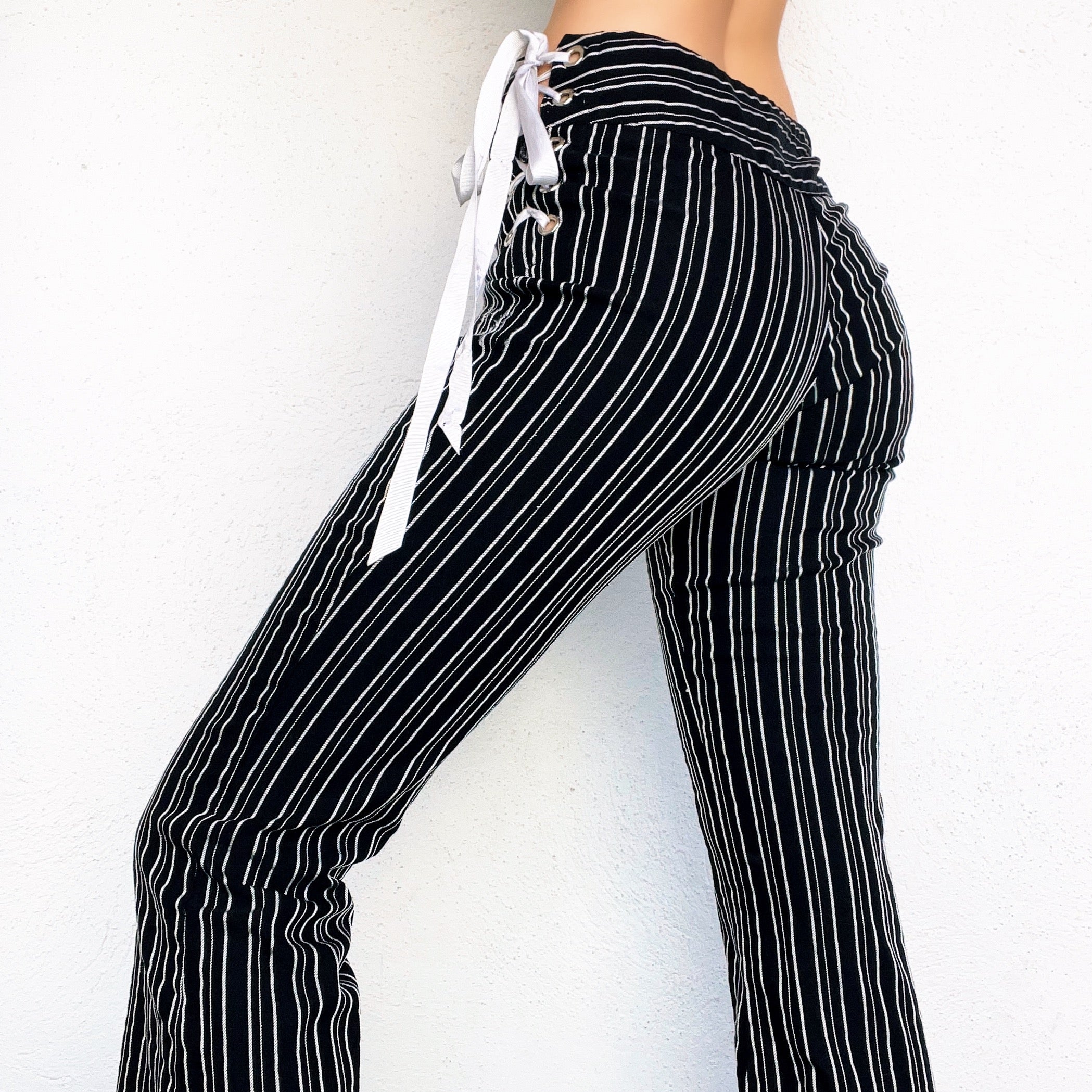 90s Striped Lace Up Pants