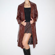 70s Burgundy Leather Trench Coat (M/L)