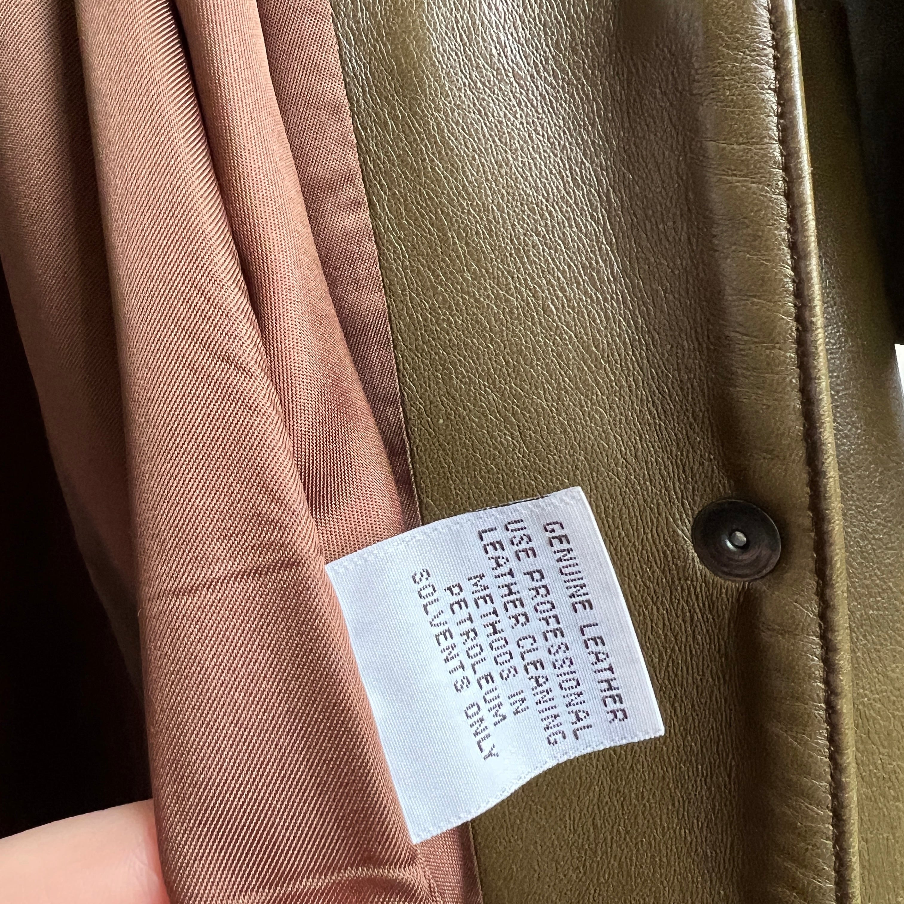 Vintage 90s olive leather maxi coat - XXL