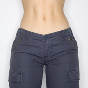 Vintage Y2K Navy Low Rise Cargo Pants (Small)