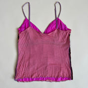 Pink floral velvet beaded cami (L)
