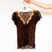 Vintage Brown Lace Top (M)