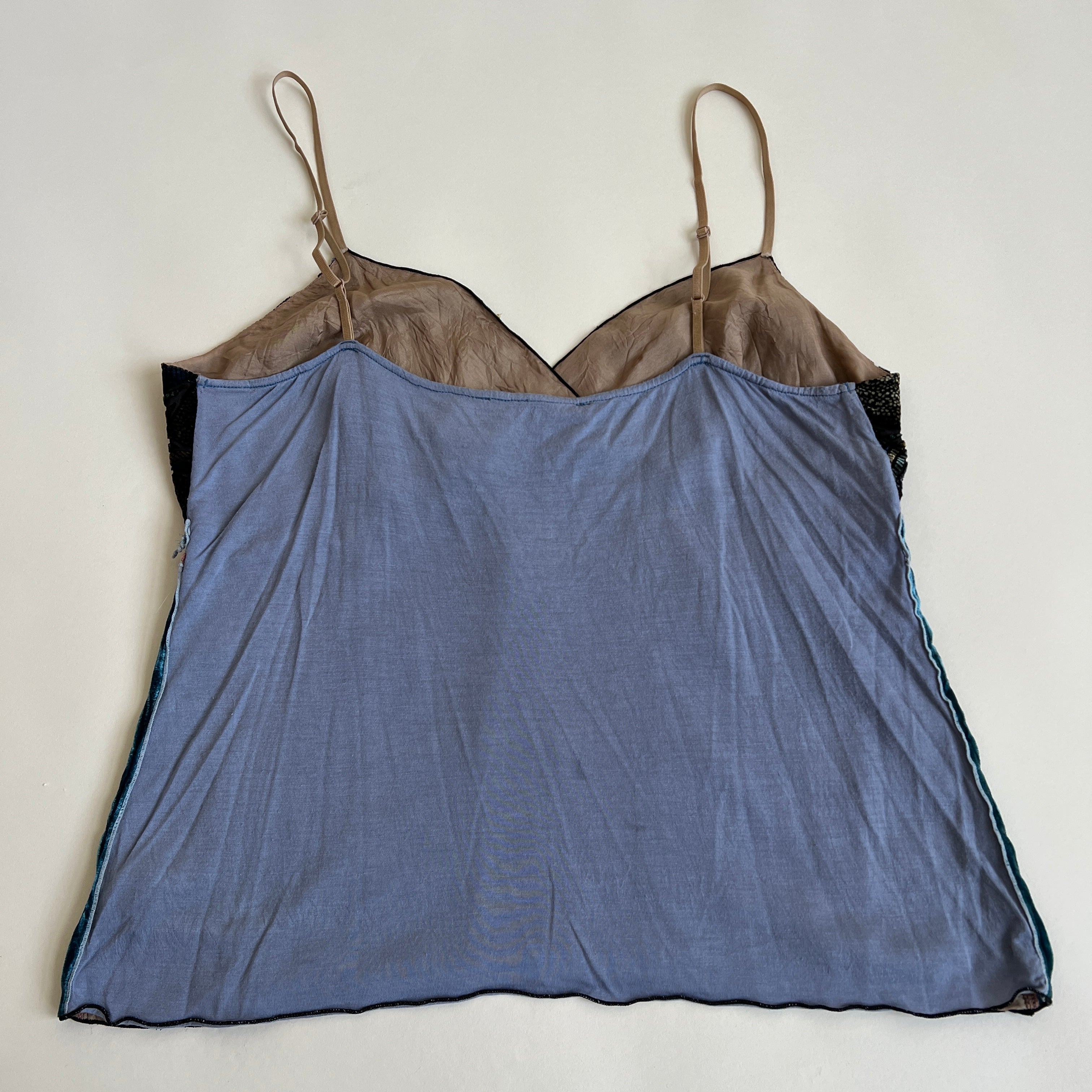 Teal peacock velvet cami (XL)