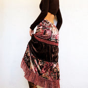 Pink & Brown Velvet Maxi Skirt