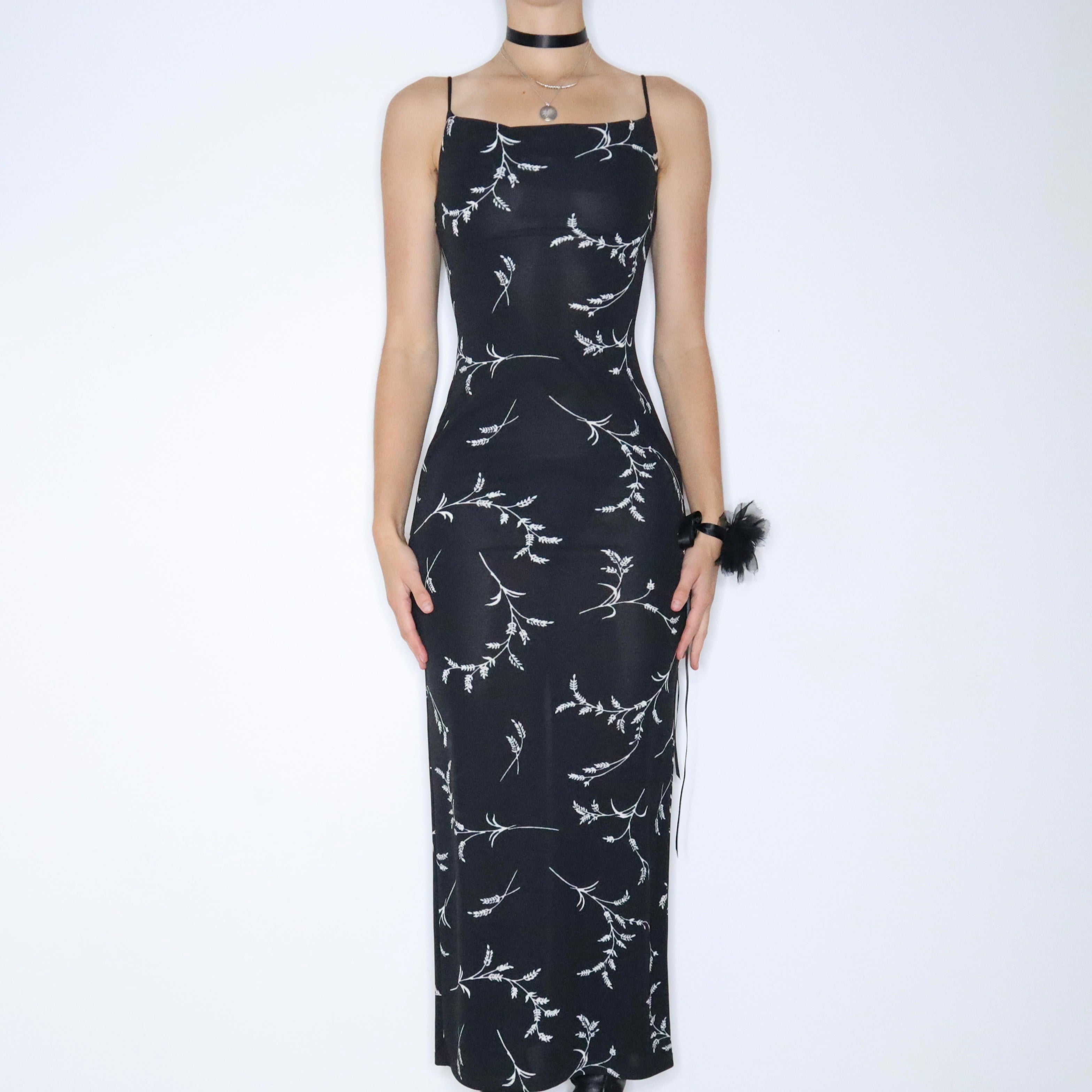 90s Black Maxi Dress (XS)