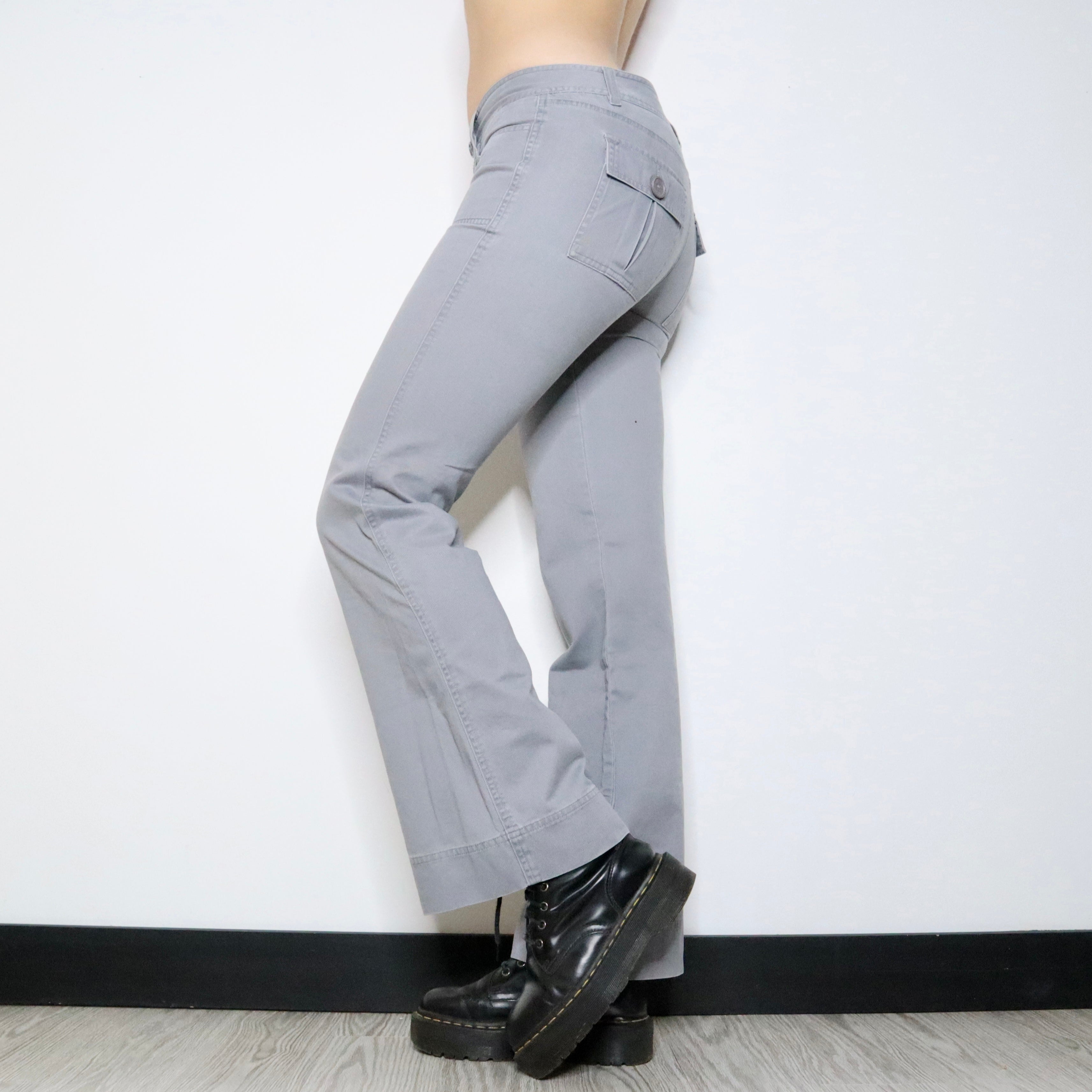 Y2K Light Gray Low Rise Cargo Pants (S)
