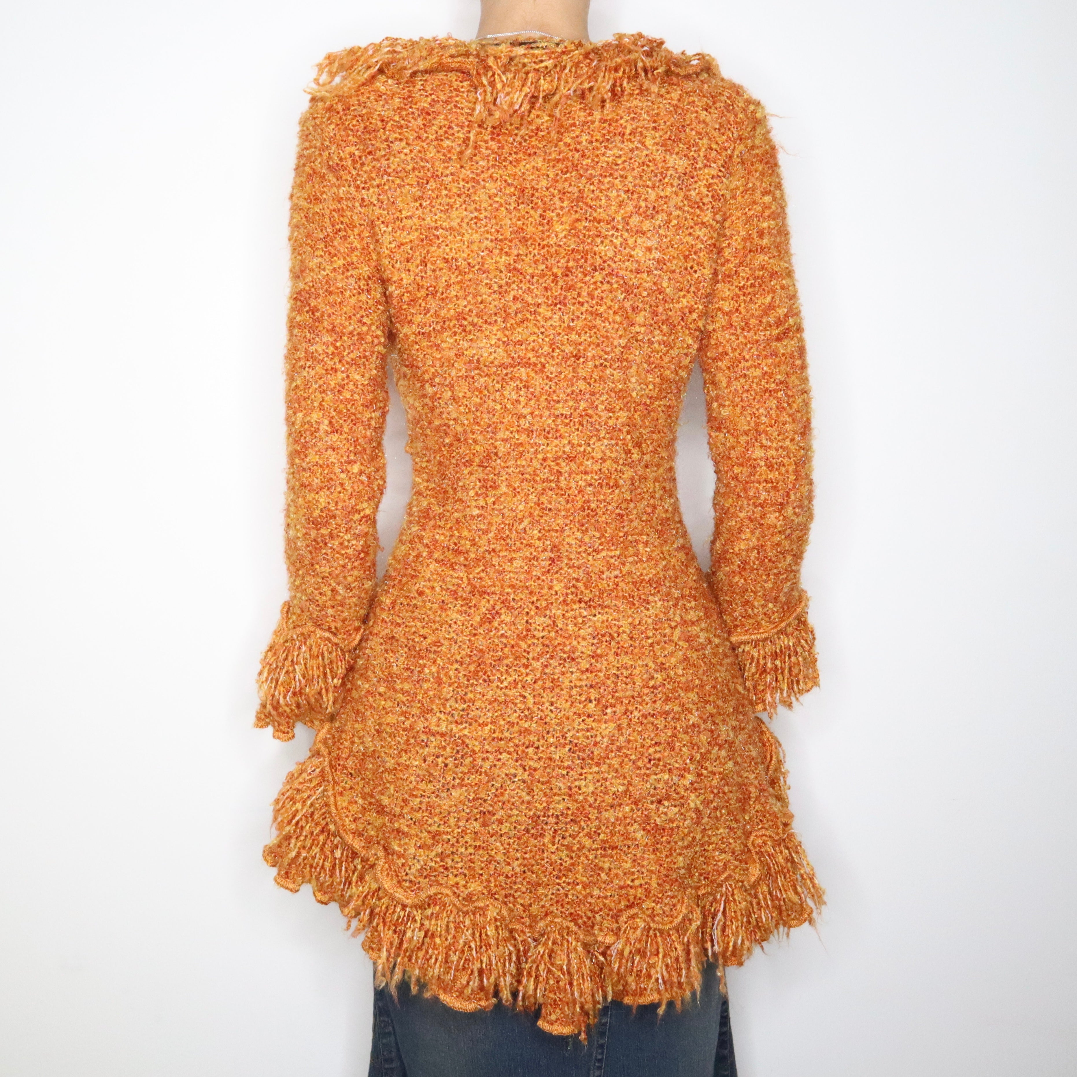French Boho Orange Cardigan (M-L)