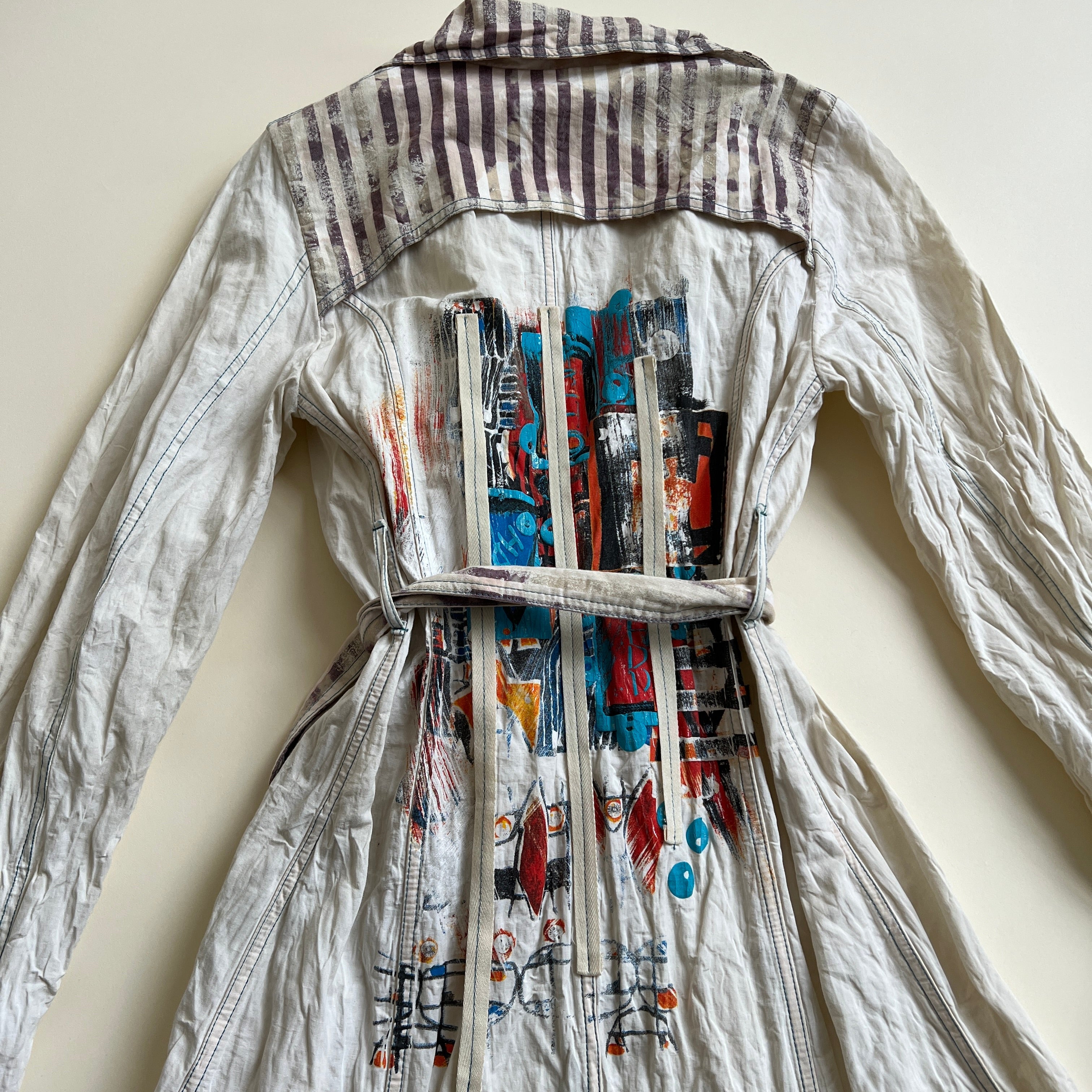 Italian graphic pleated trench coat - S/M