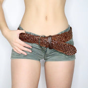 90s Chunky Braided Leather Belt