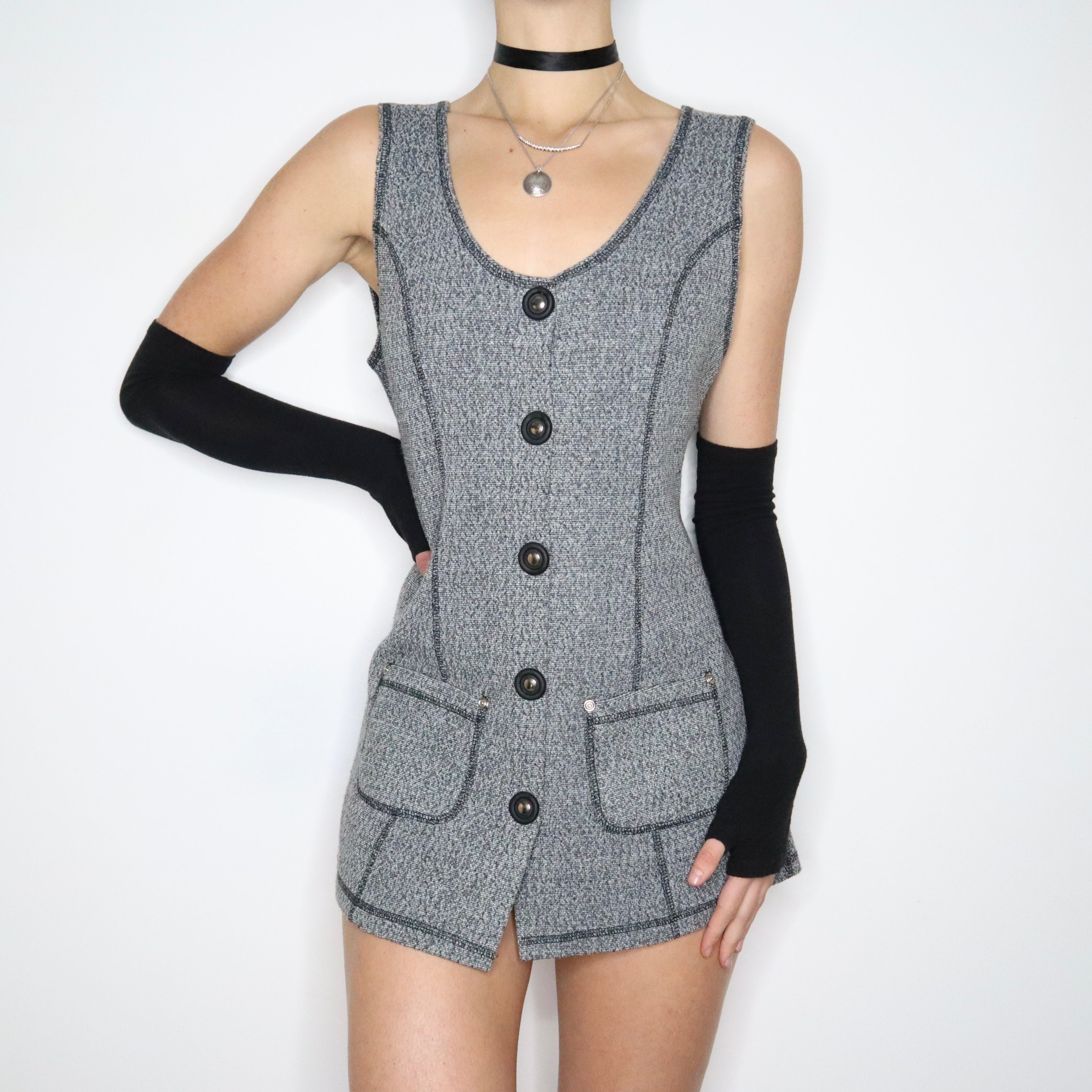 90s COP COPINE Gray Mini Dress (M)