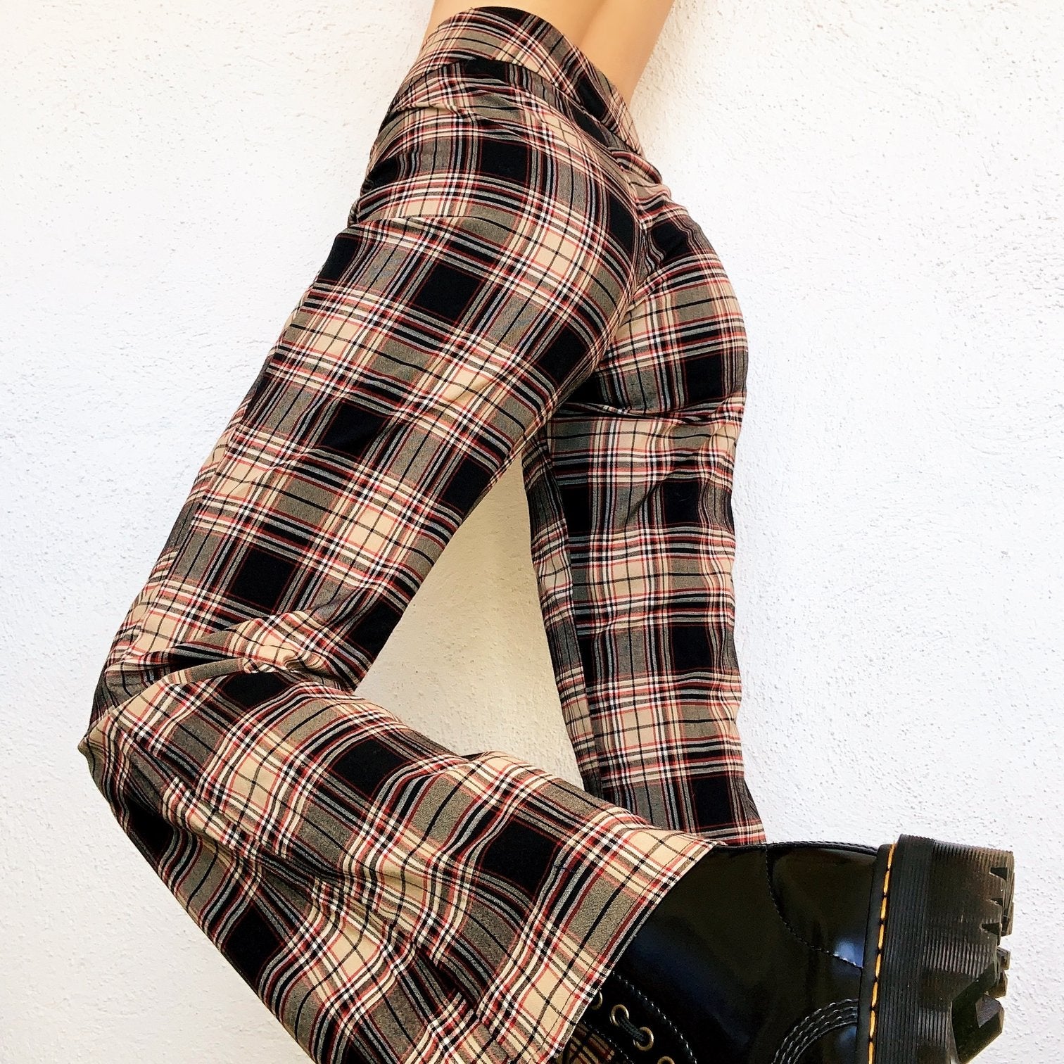 Vintage Plaid Flare Pants