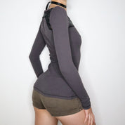 Y2K Gray Long Sleeve Henley Tee (XS)