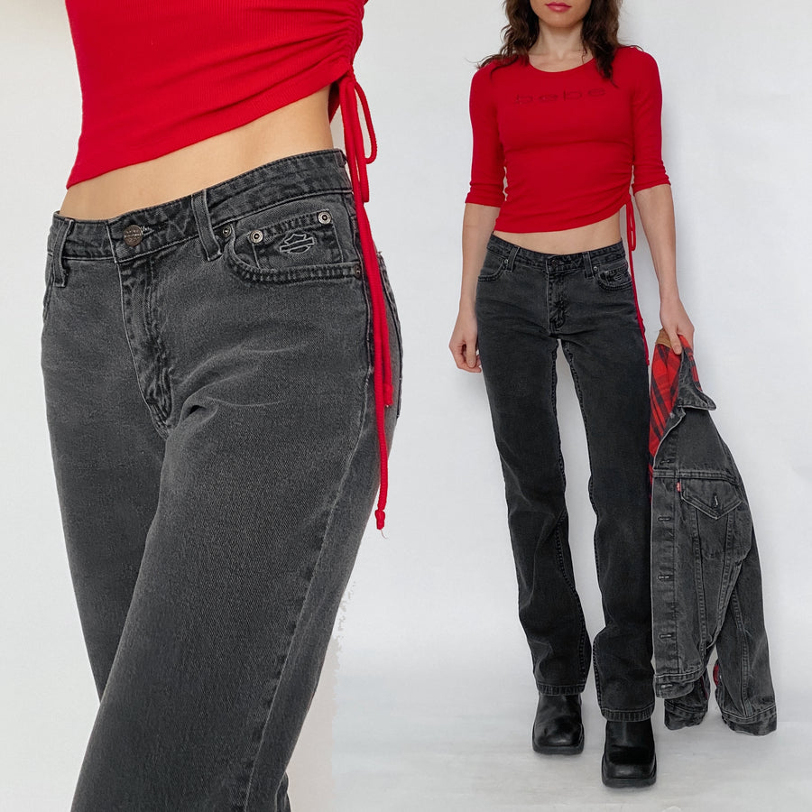 90's harley davidson gray jeans - size 0