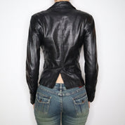 Italian Black Leather Blazer (Small)