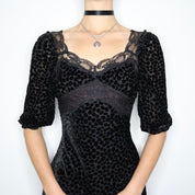 90s Romantic Black Midi Dress (S)