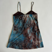 y2k tie dye glitter babydoll cami - L