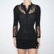 90s Pleated Chiffon Blouse (S/M)