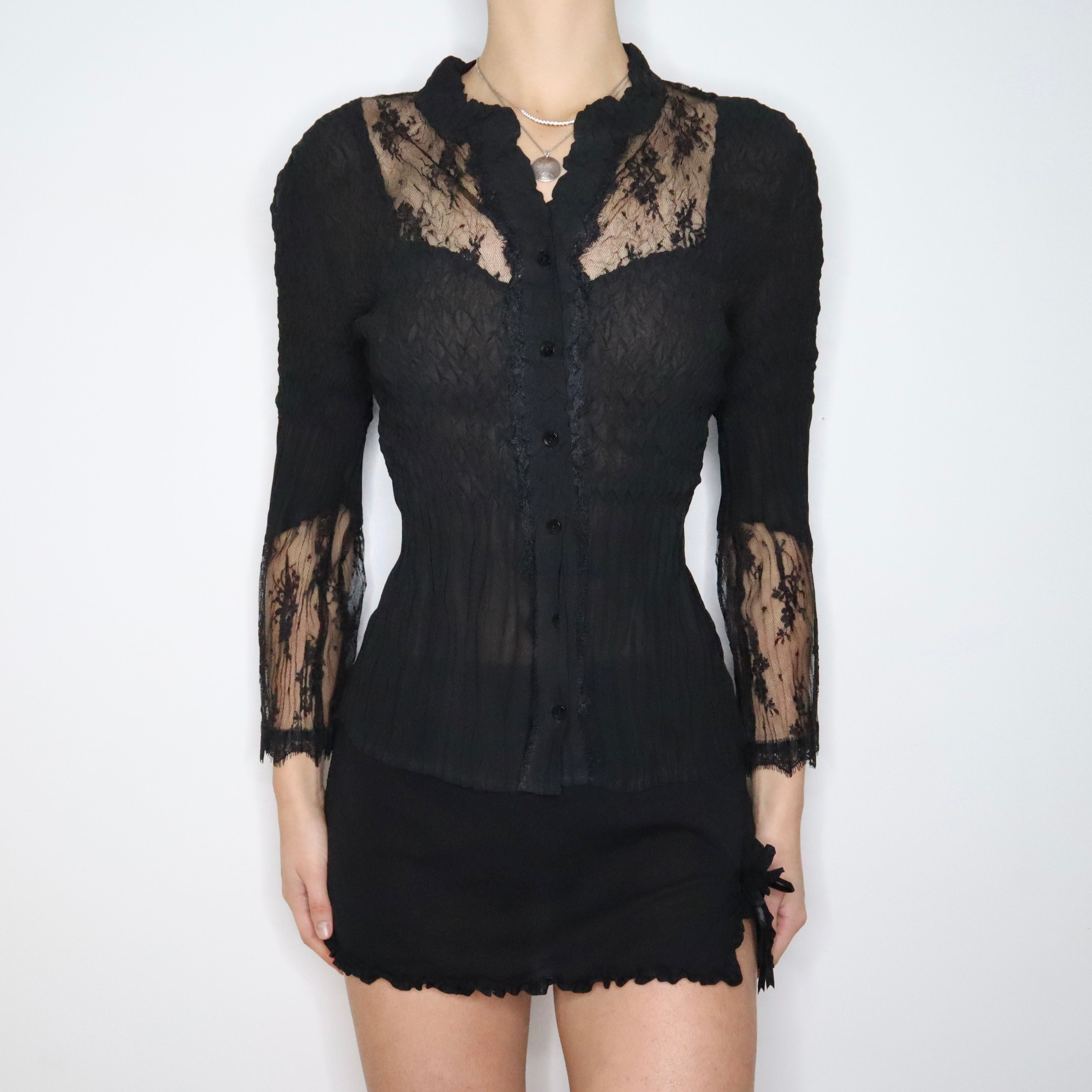 90s Pleated Chiffon Blouse (S/M)