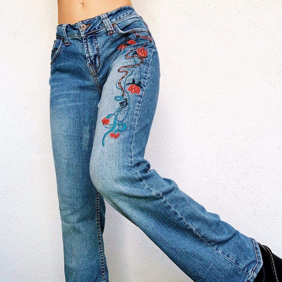 Early 2000s Embroidered Floral Jeans