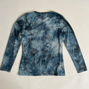 90s teal stormy floral top - L/XL