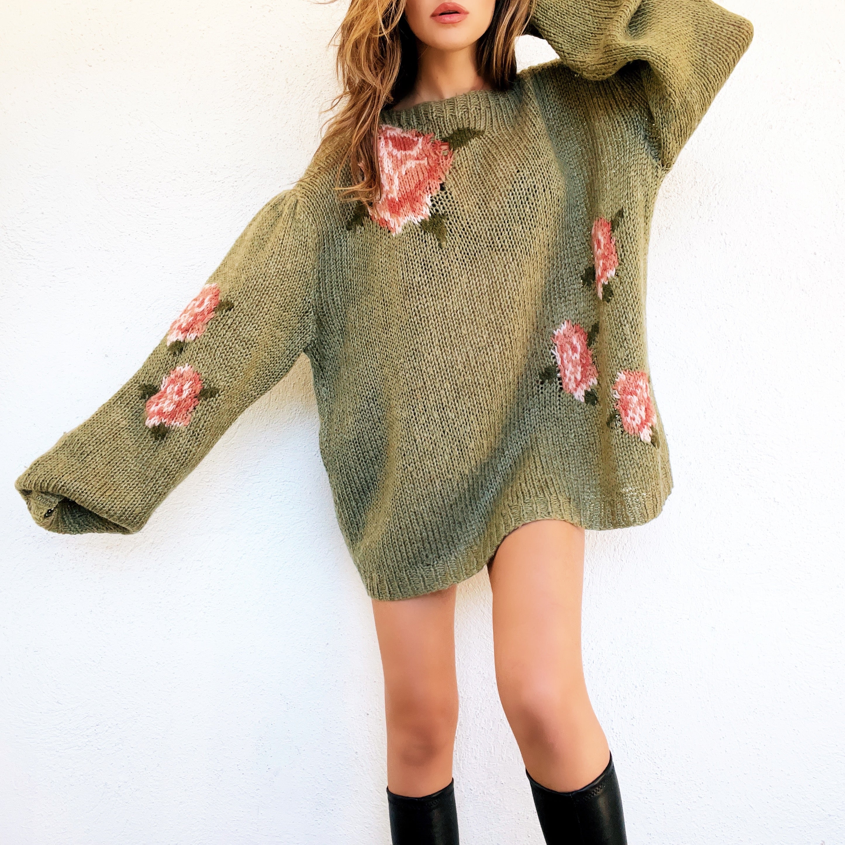 Handknit Rose Sweater