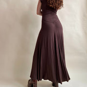 00s espresso brown drop waist maxi dress (S/M)