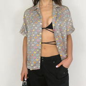 daisy silk short sleeve blouse - large