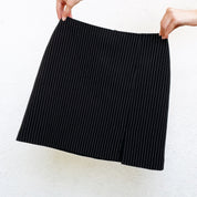 90s Black Pinstriped Mini Skirt
