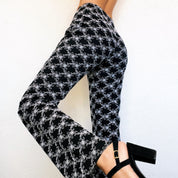 Black & White Embroidered Floral Pants