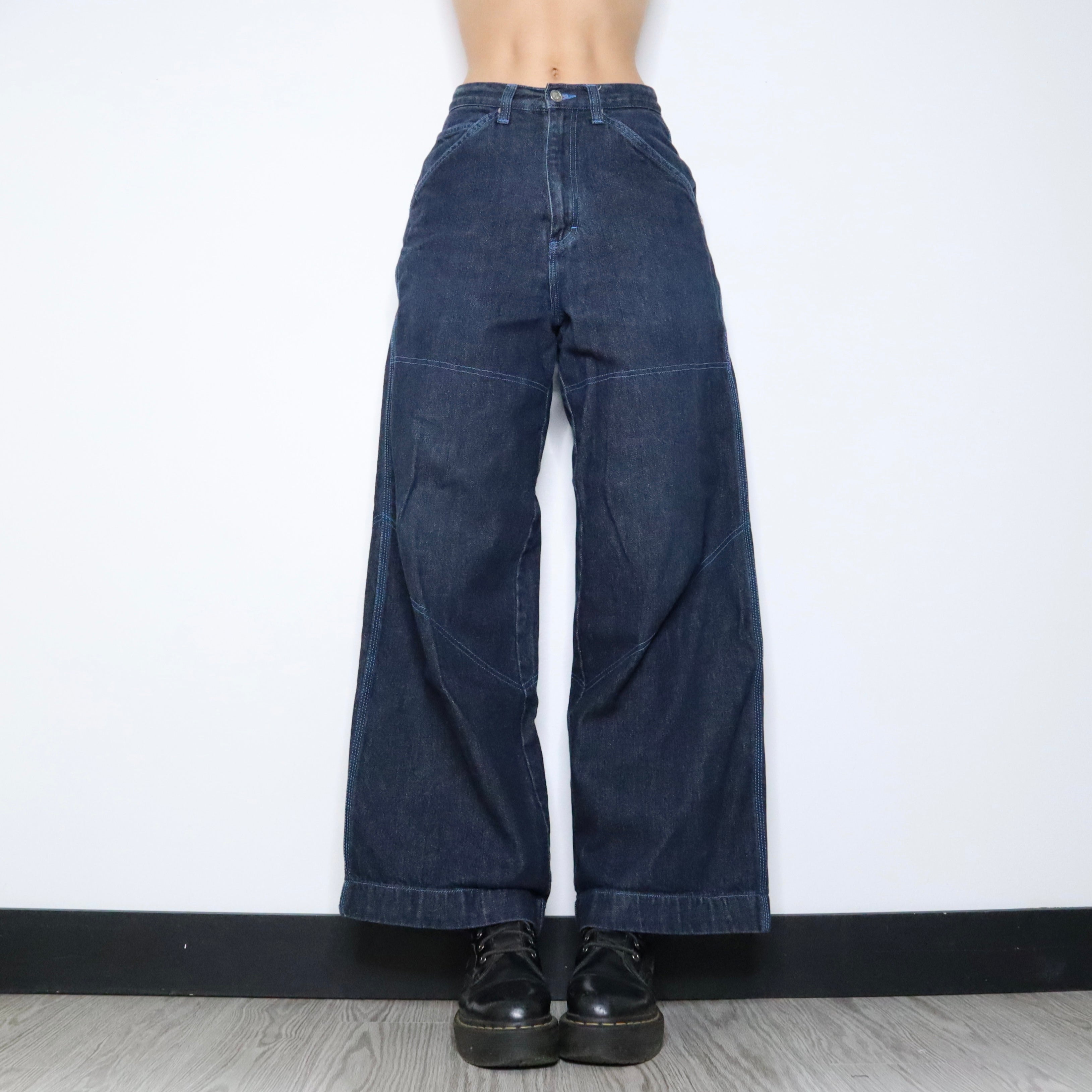 Vintage 90s Baggy Raver Wide Leg Jeans (Medium)