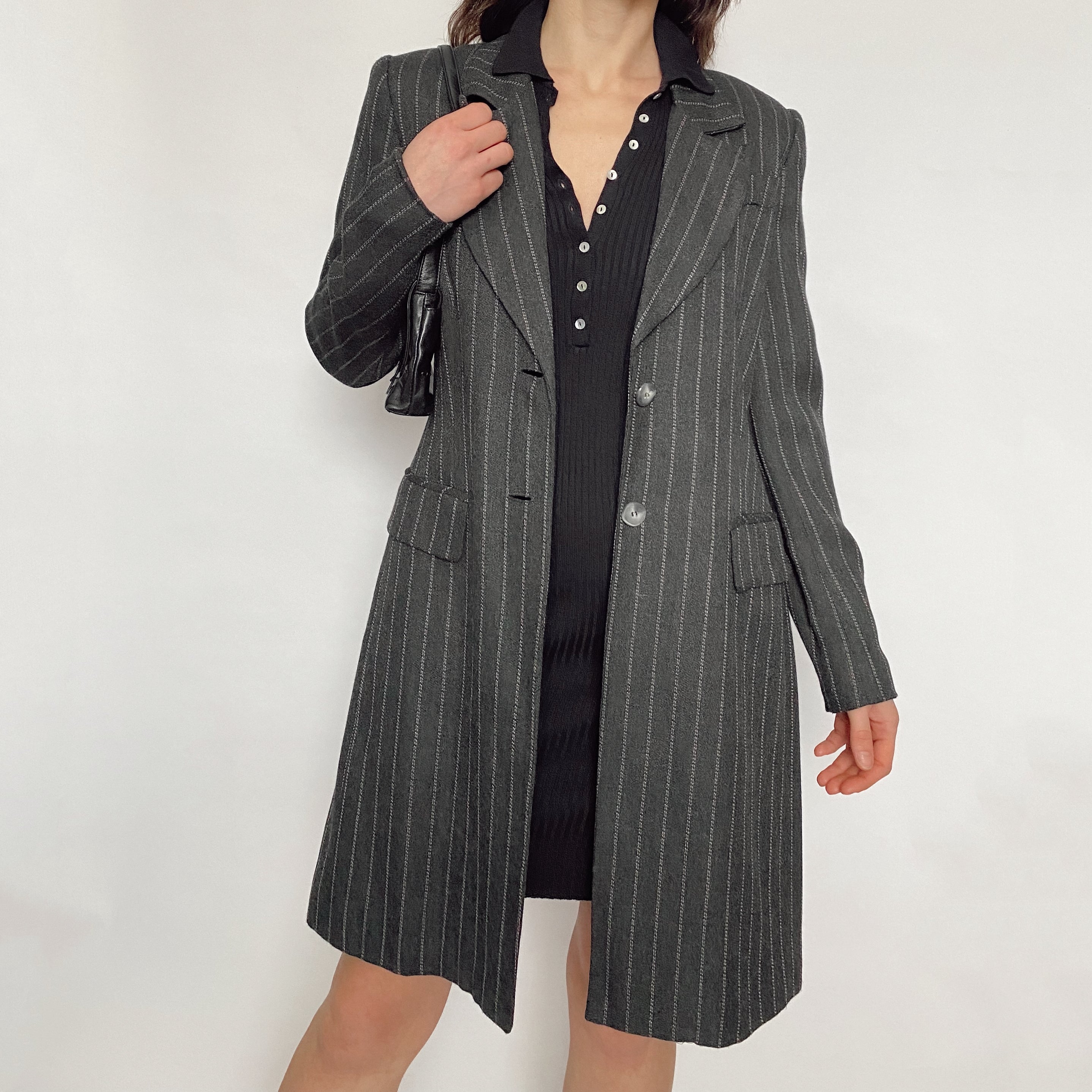 pinstripe long jacket - size 6