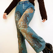 Velvety Floral Jeans