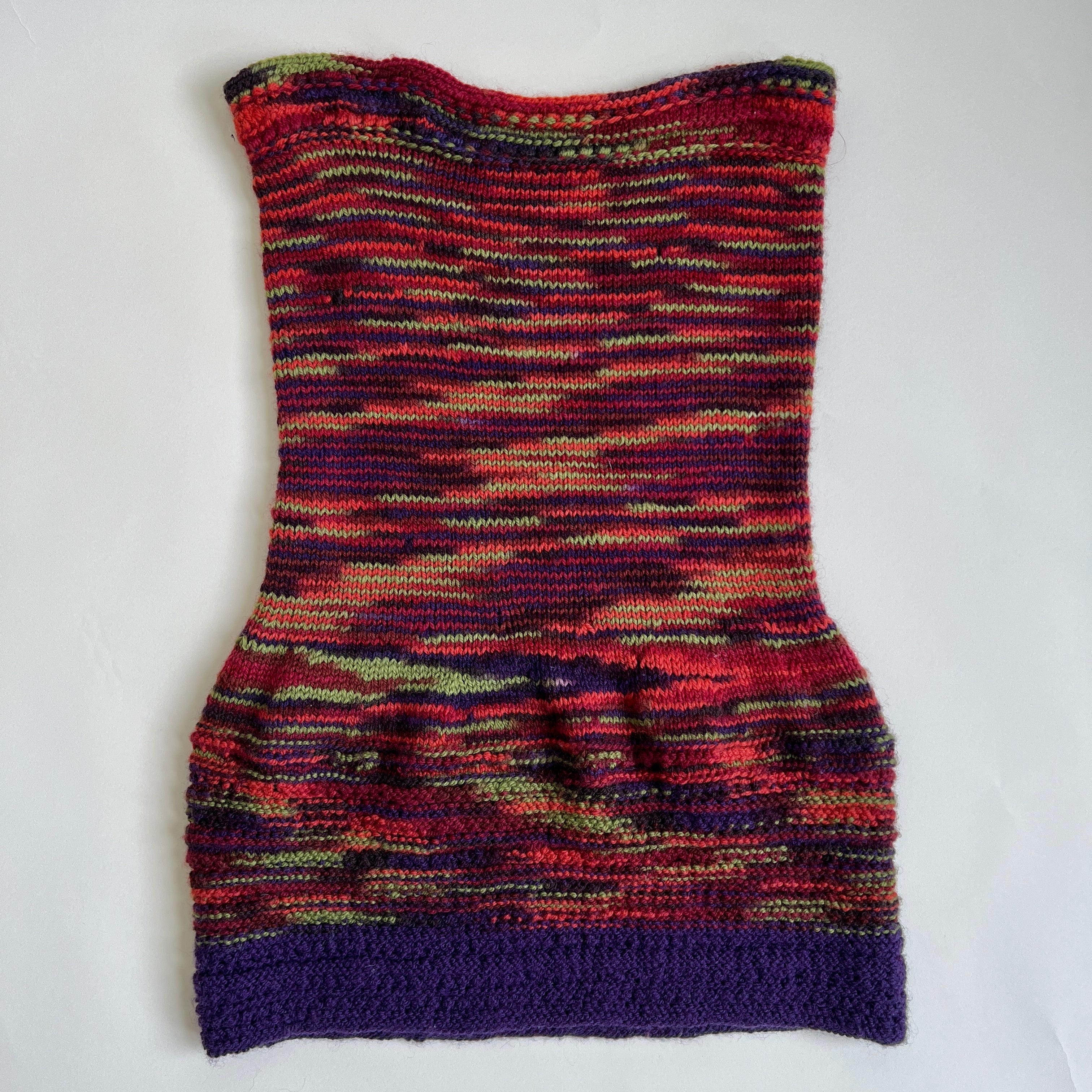 Dark rainbow hand knit tube dress - L/XL