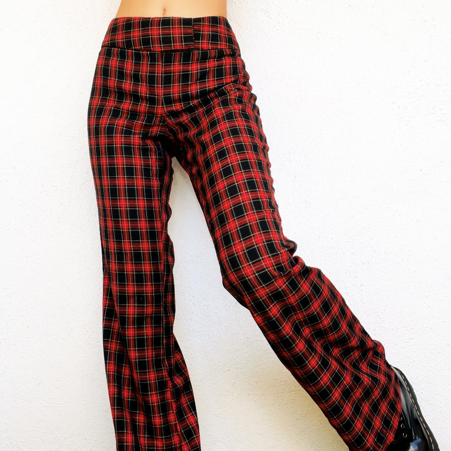 90s Red Plaid Pants