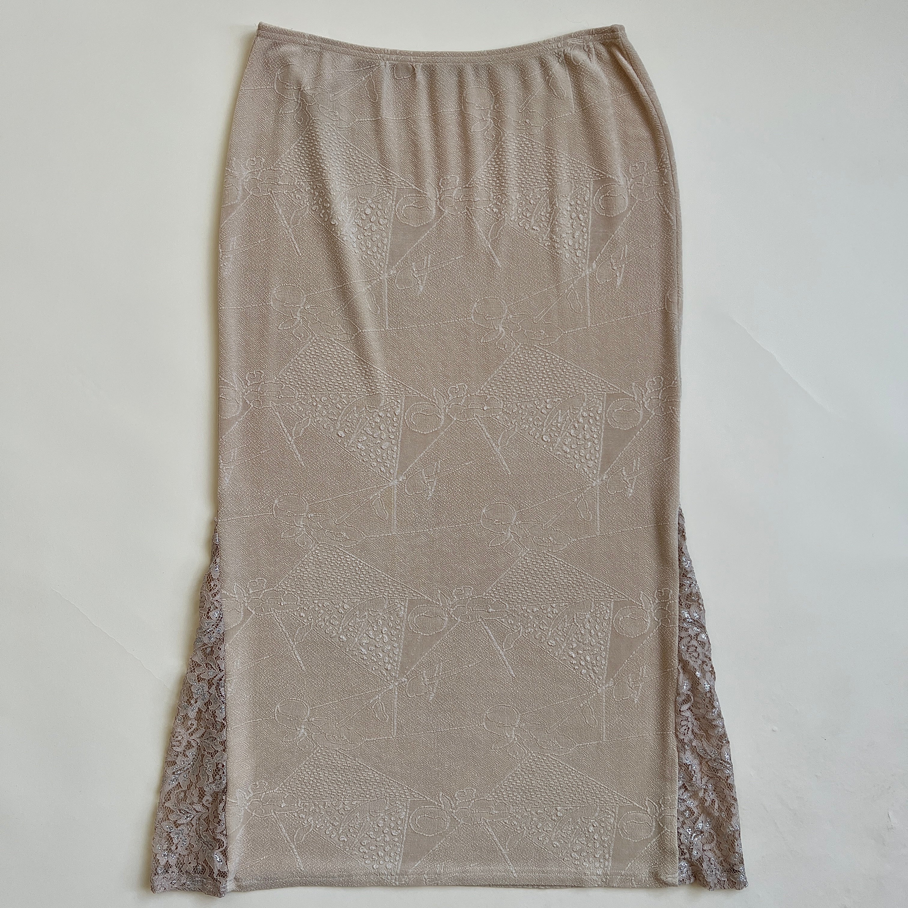 Vintage 90s slinky cream maxi skirt - XL/XXL