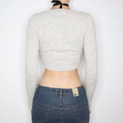 Fuzzy Gray Cropped Cardigan (XS)
