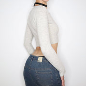 Fuzzy Gray Cropped Cardigan (XS)