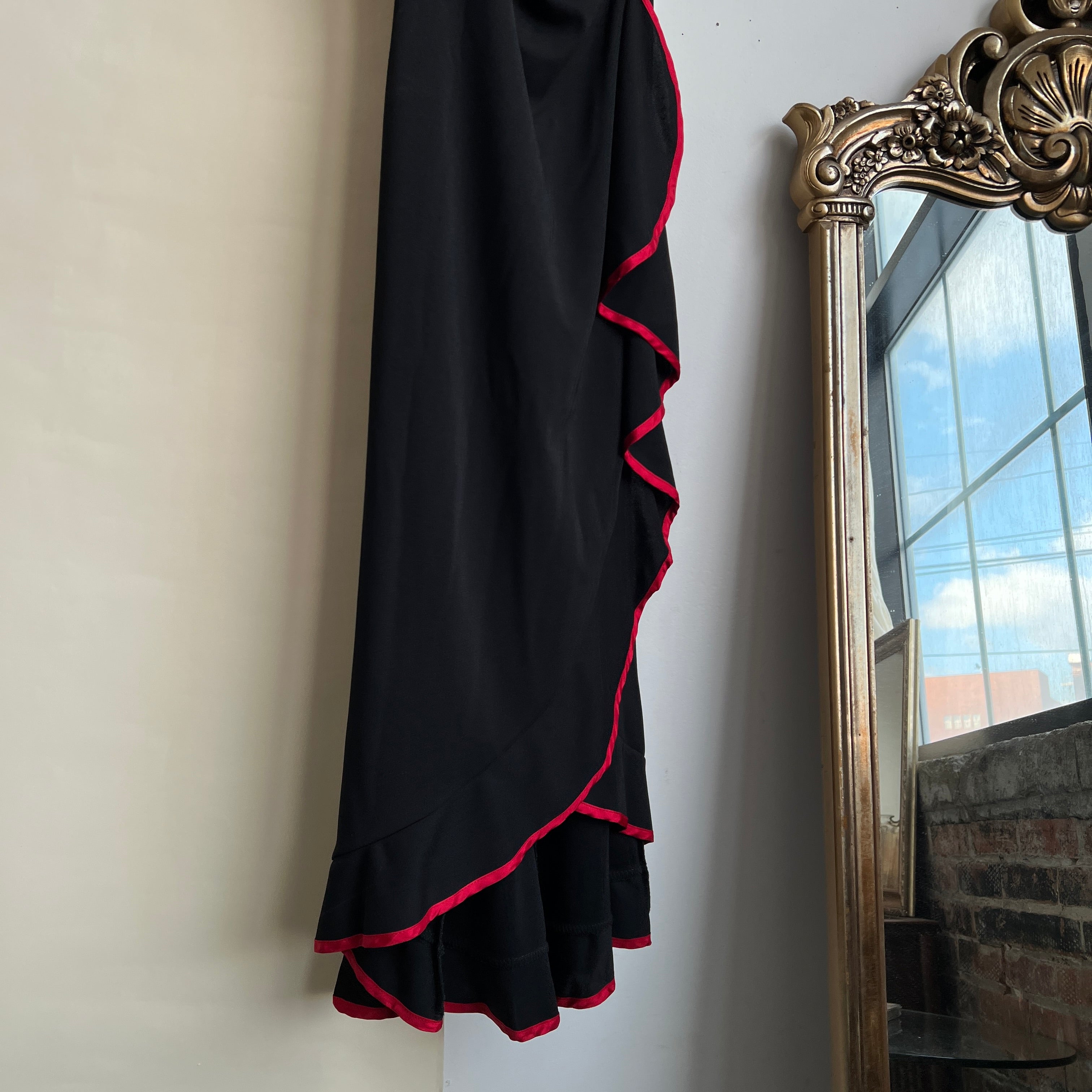 Vintage 90s black & red ruffle midi dress (M/L)