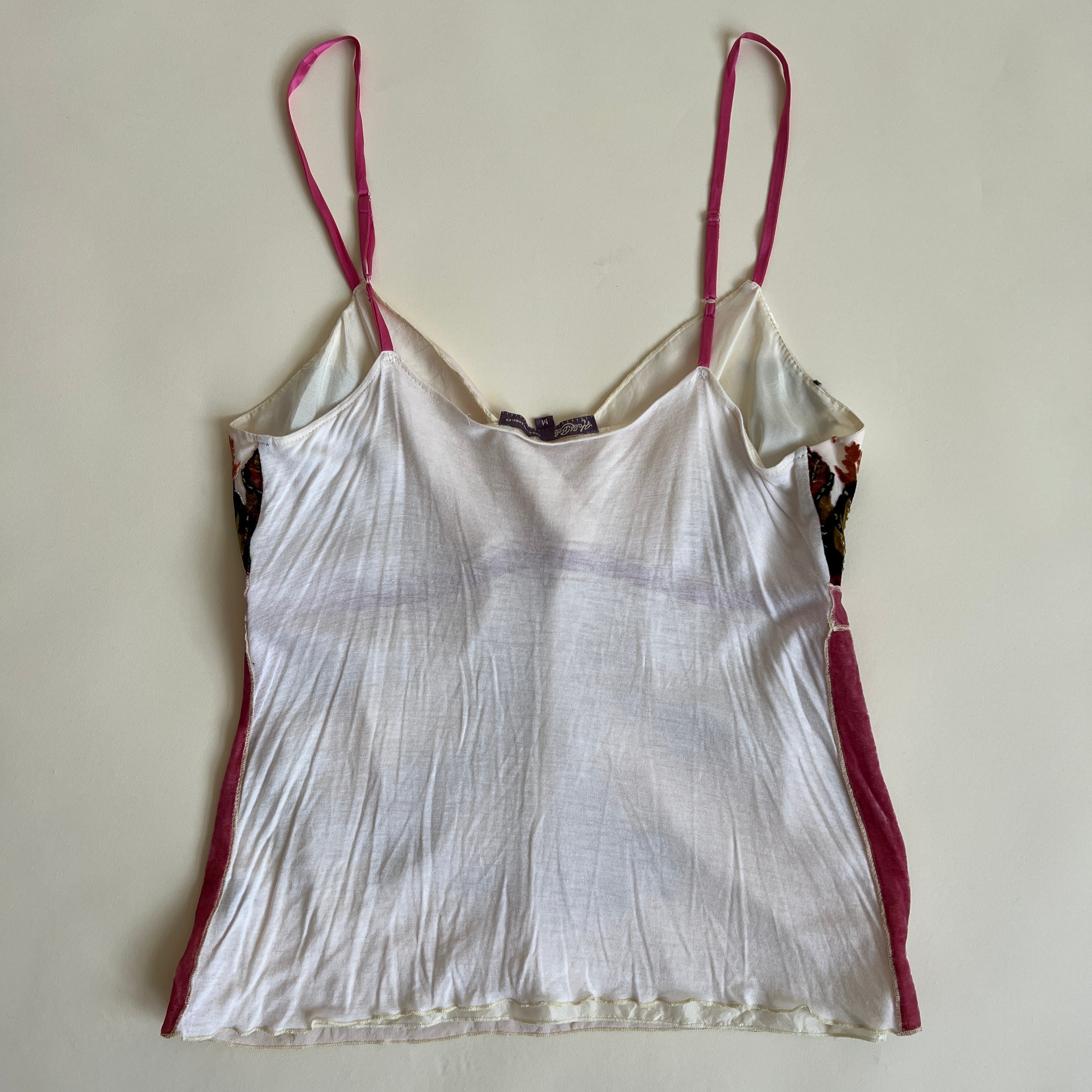 Ivory floral velvet beaded cami (L)