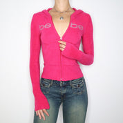 Bebe Pink Zip Up Hoodie (Small)