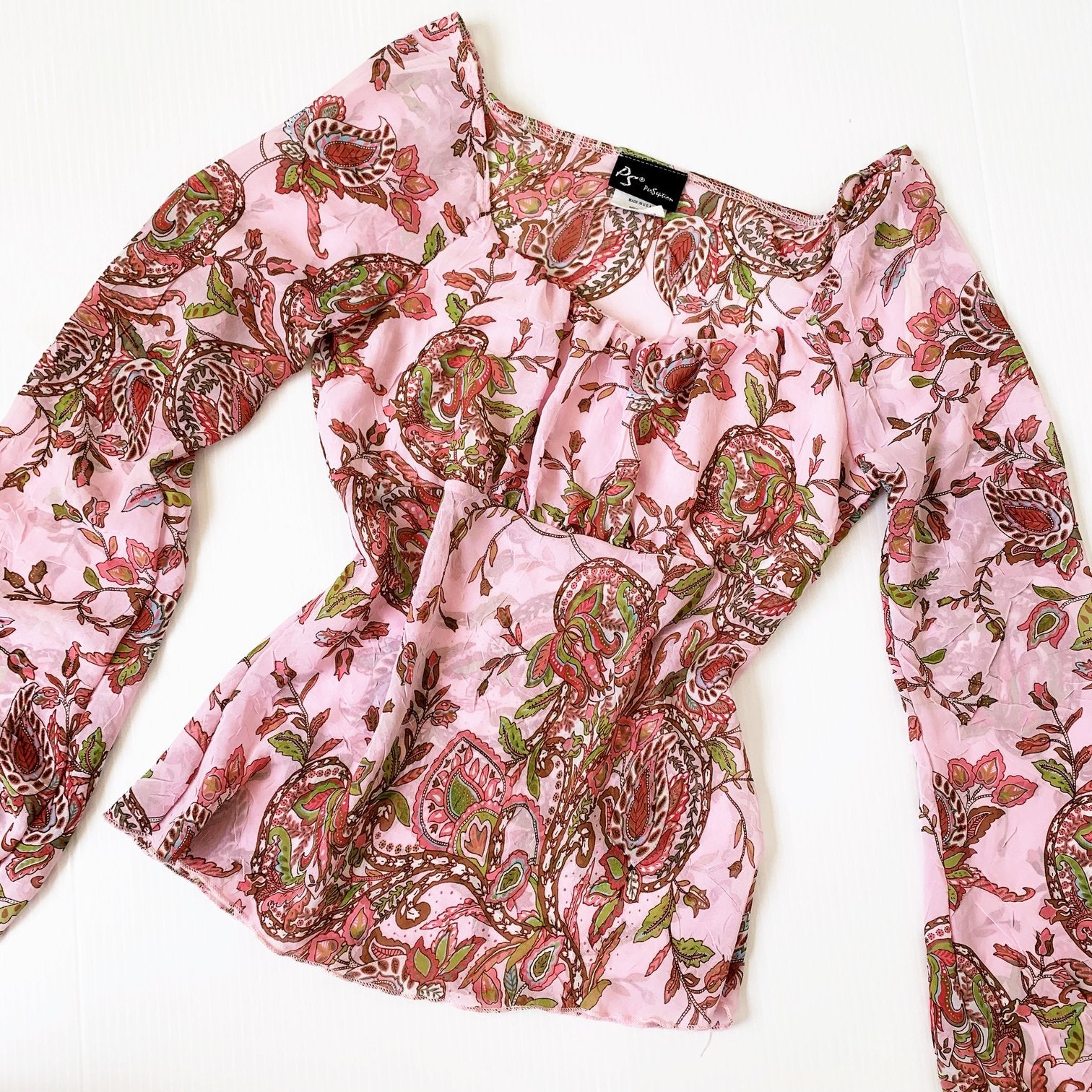 Sheer Pink Floral Milkmaid Top