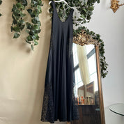Vintage satin lace sheer maxi slip (L)