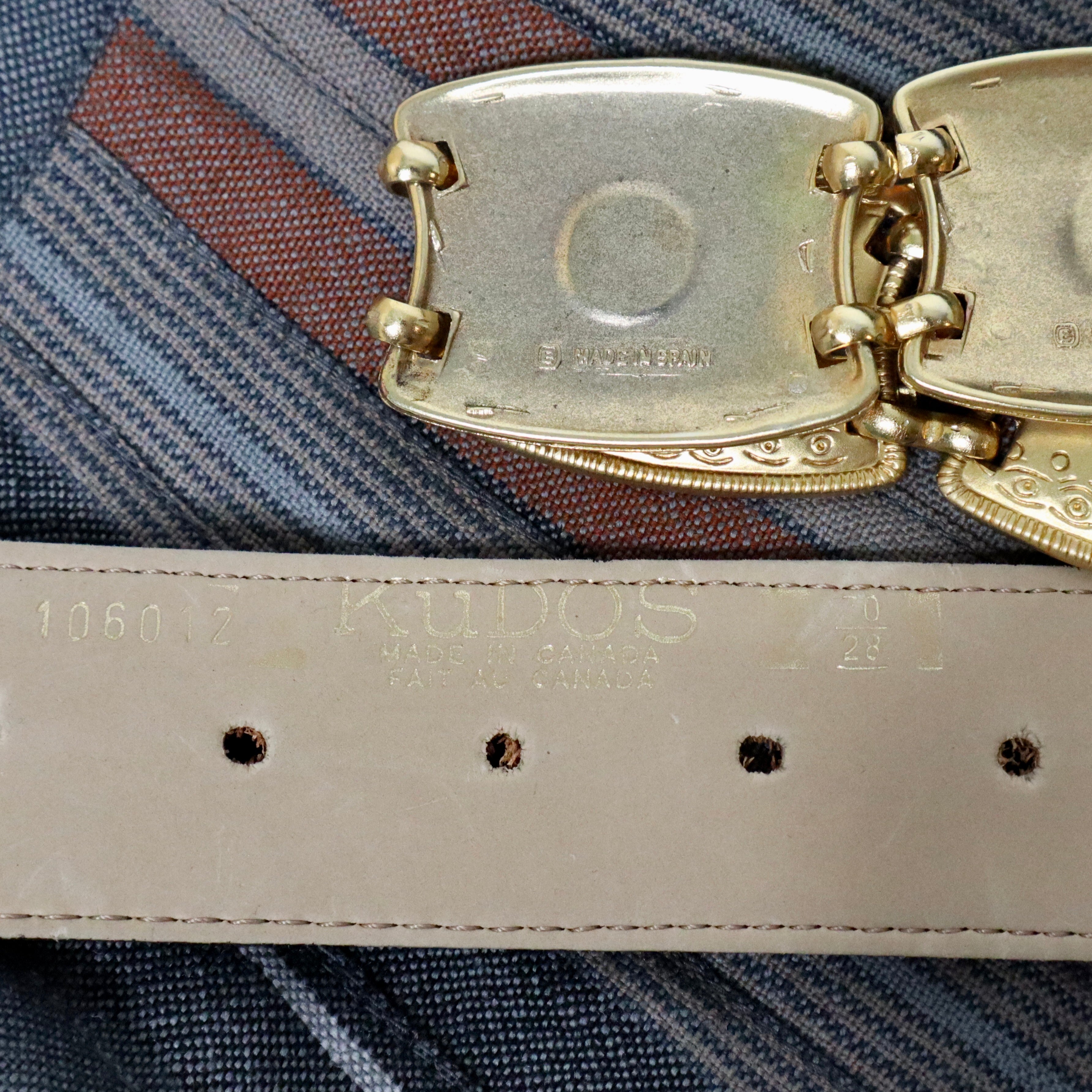 80s Gold Western Leather Belt (S/M)