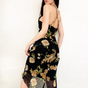 Vintage Black Floral Dress