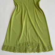 Hand dyed chartreuse vintage midi slip (S/M)